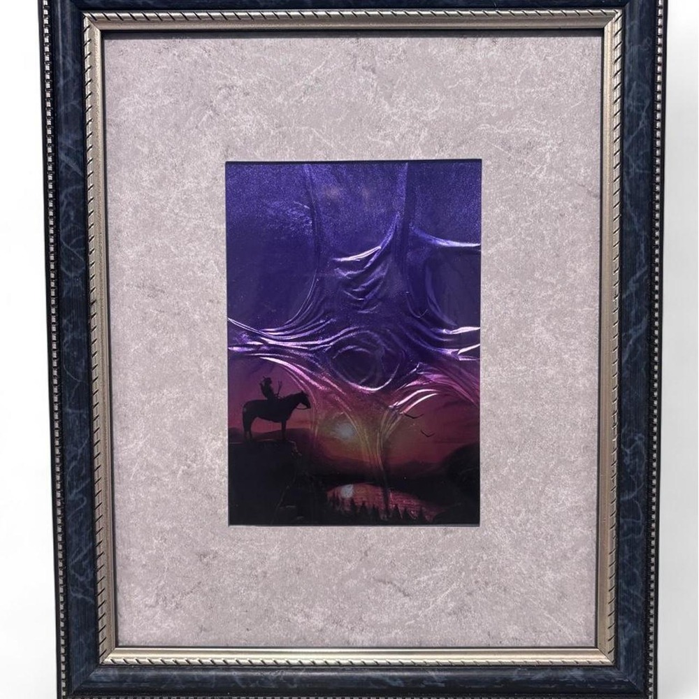 Spirit of the Indian Chief Foil Embossed Art Print Framed Vintage Style Purple